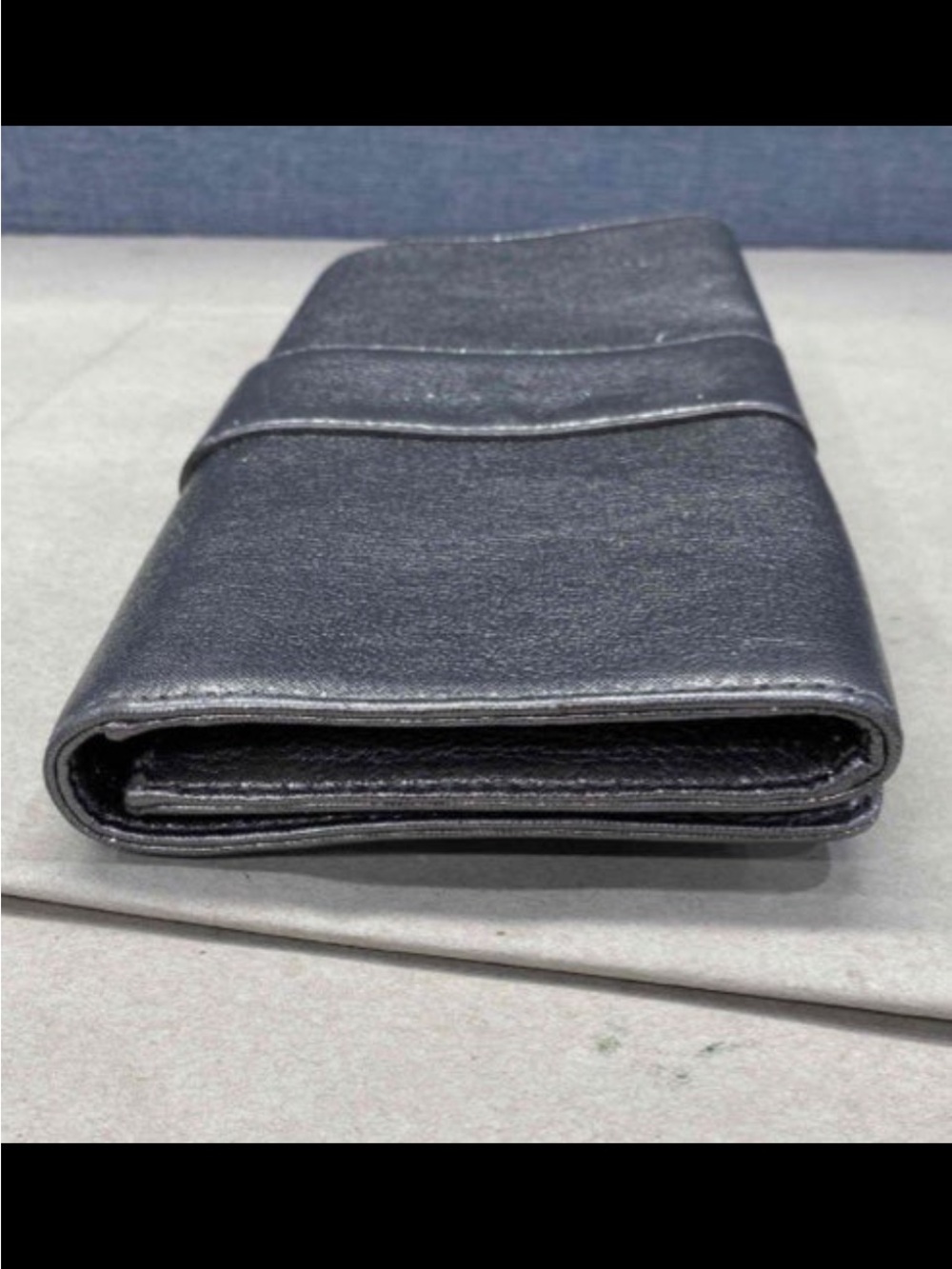 Michael Kors Metallic Gunmetal Leather Clutch with Buckle - Picture 3 of 9